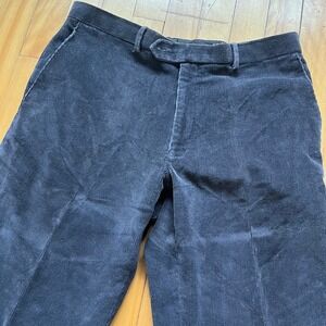 Men's Classic Corduroy Pants Dark Gray Straight Leg Casual Trousers 34R